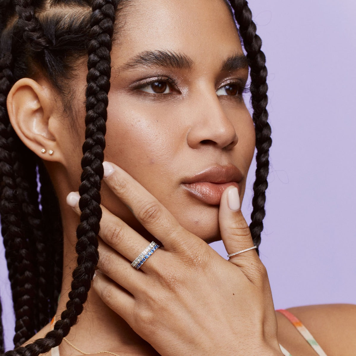 Large Blue Sapphire Eternity Band